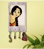 Lady Face Grey MDF 4 Hooks Key Holder