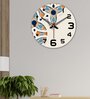 Unique Pattern Multicolour Wood & Mdf Wall Clock