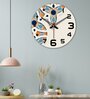 Unique Pattern Multicolour Wood & Mdf Wall Clock