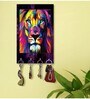 Lion Face Multicolour MDF 4 Hooks Key Holder