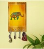 Dercorative Elephant Multicolour MDF 4 Hooks Key Holder
