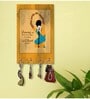 Dancing Lady Yellow MDF 4 Hooks Key Holder