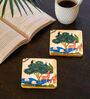 Unity In Fight Multicolour (4 x 4 Inches) Marble (Set of 2) Coasters