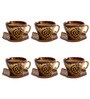 150 ML Brown Stoneware Cups & Saucers Set of 6