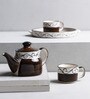125 ML Brown Stoneware Tea Pot Set of 4