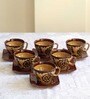 150 ML Brown Stoneware Cups & Saucers Set of 6