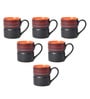 Adelite 150ml Black & Red Stoneware (Set of 6) Tea Cups