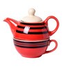 Umbra 225ml Orange & Black Ceramic (Set of 2) Tea Pot & Tea Cup Set