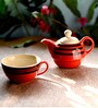 Umbra 225ml Orange & Black Ceramic (Set of 2) Tea Pot & Tea Cup Set