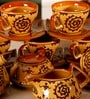 Nightingale Yellow & Brown Stoneware (Set of 15) Teaware Set