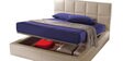 Upholstered Platform Queen Size Bed with Storage in Beige Leatherette