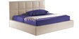 Upholstered Platform Queen Size Bed with Storage in Beige Leatherette