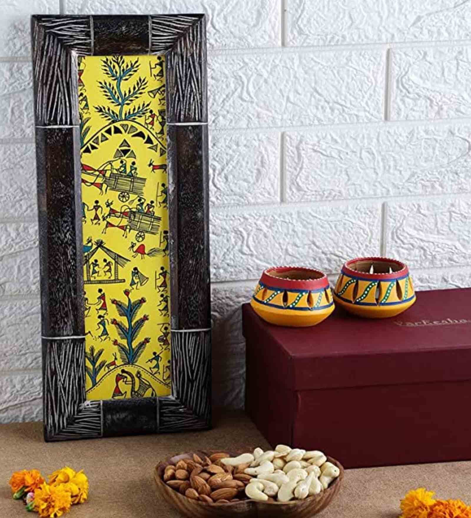 Upahaar Hand-made Yellow Warli Wall Hanging Gift Box