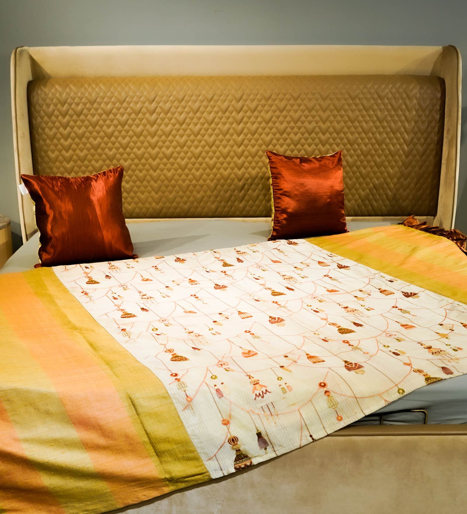 Upcycled from sheer waste fabric and silk Bed Throws  Collection