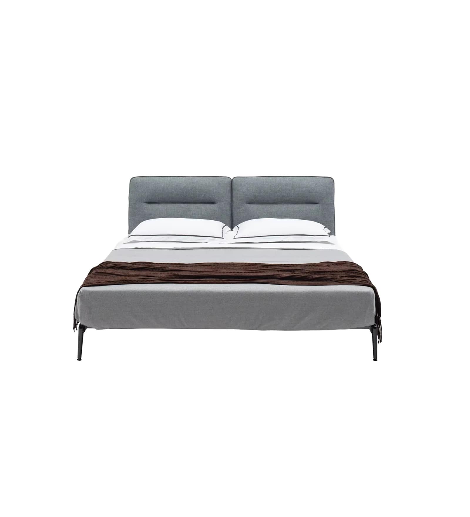 Upholstered King Size Bed in Grey Finish