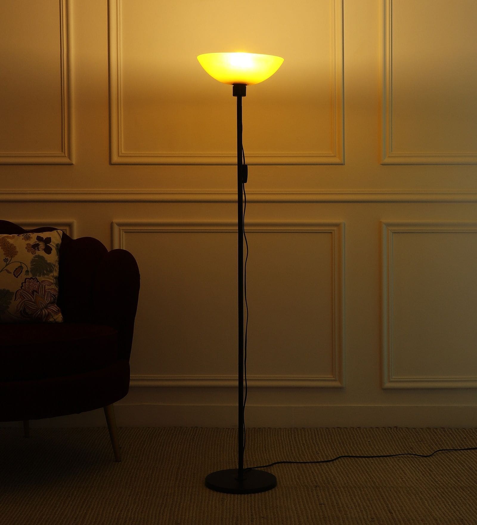 Uplight Floor Lamp In Amber Color Polyproplene Washable Shade