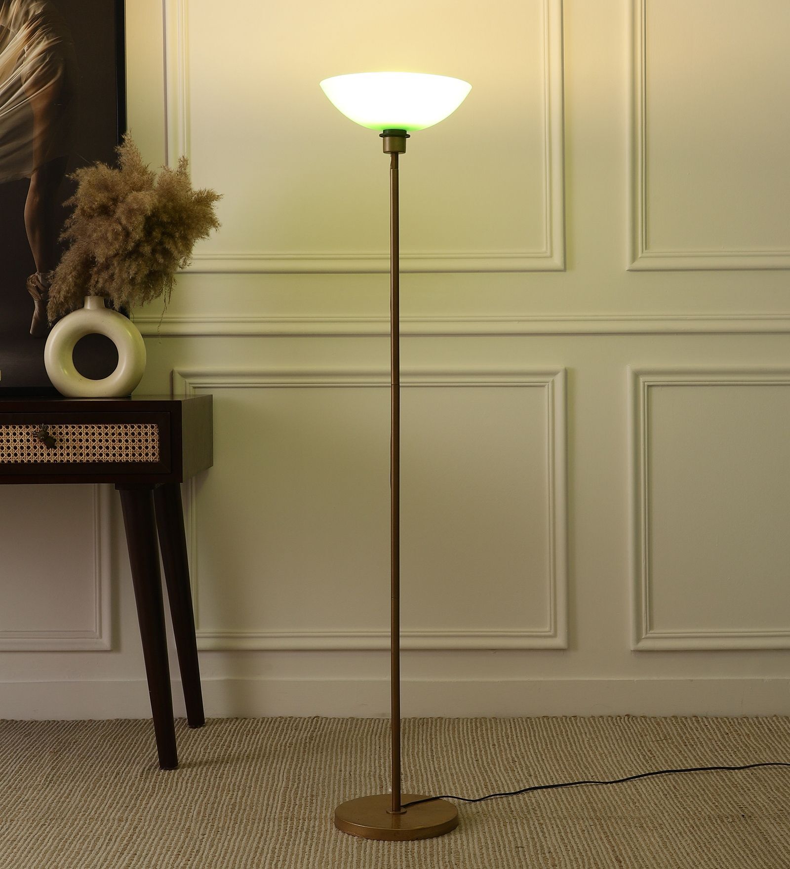Buy Uplight Floor Lamp In Green Color Polyproplene Washable Shade at 18
