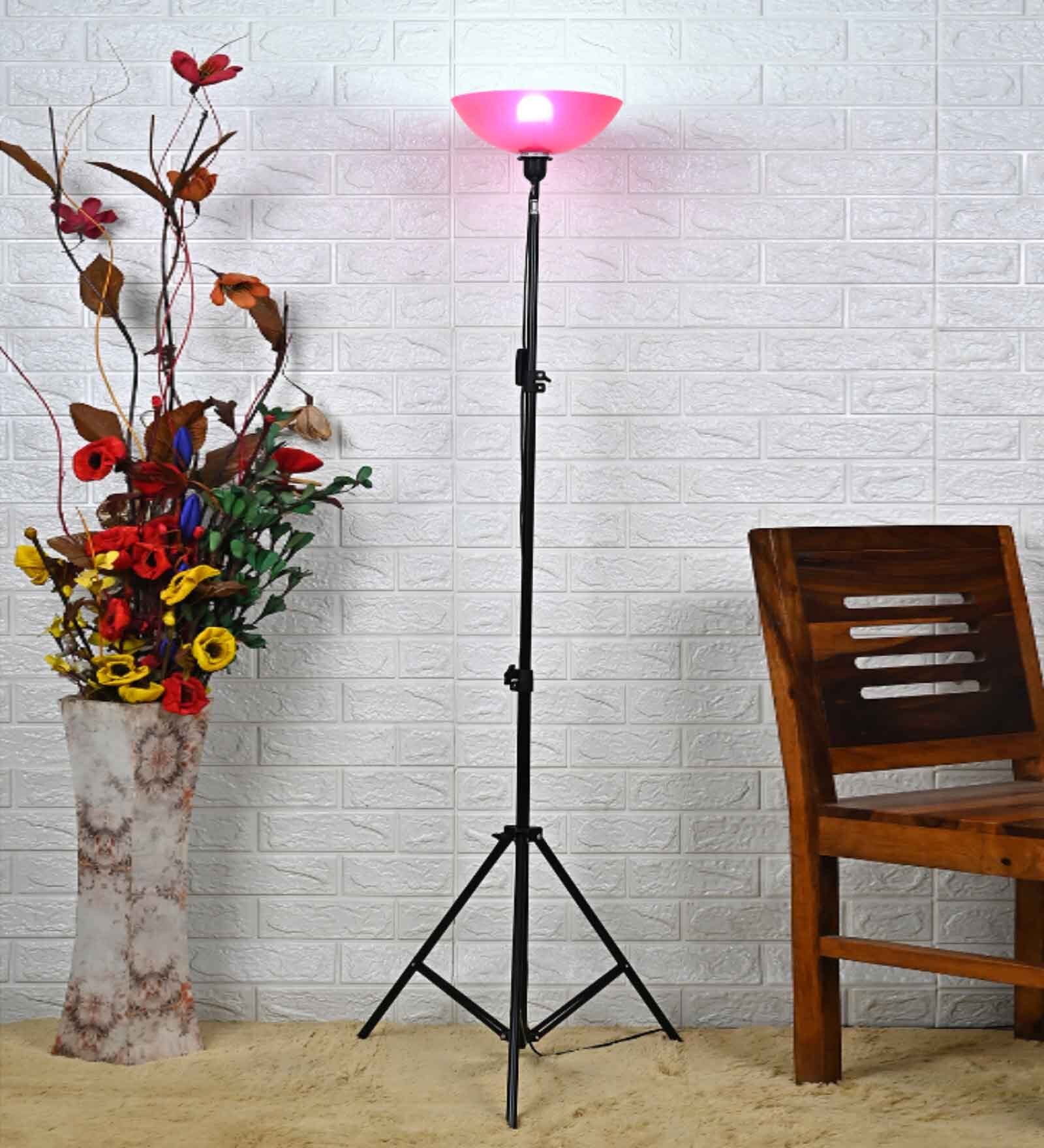 Uplight Tripod (Adjustable Height) Floor Tripod Floor Lamp with Red Acrylic Shade