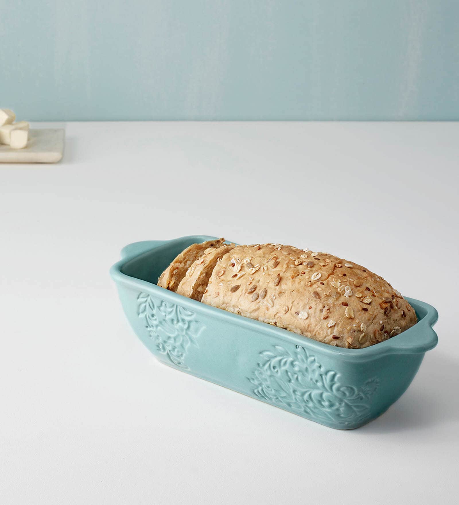 Upper Crust 900ml Blue Ceramic Loaf Pan