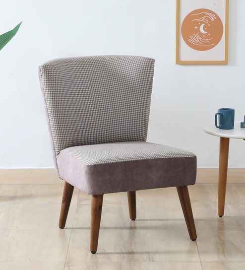 Viraasat  Velvet Slipper Chair In Grey Colour