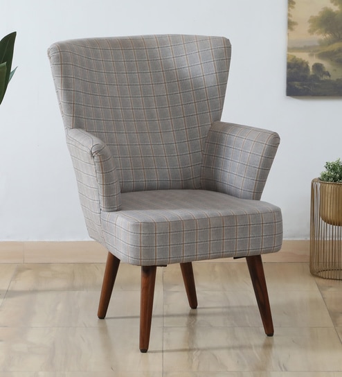 Mantra  Velvet Wing Chair In Grey Colour