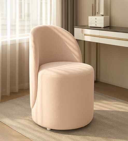 Upton Water Repellant Velvet Barrel Chair in Cream Color