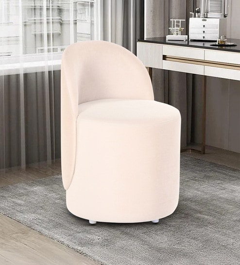 Upton Water Repellant Velvet Lounge Chair in Cream Color