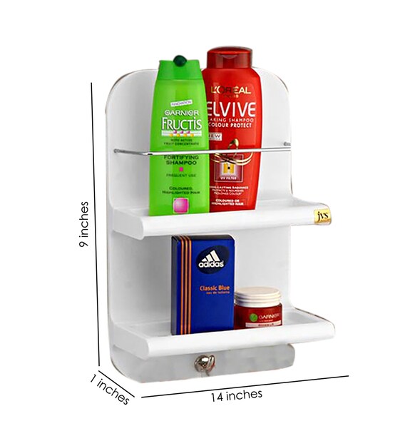 Buy ABS Plastic Bathroom Shelf In White (L 9, W 1, H 14 Inches) By