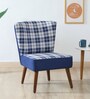 Nova Velvet Slipper Chair In Blue & White Colour