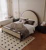 Upholstered King Size Bed in Beige Finish