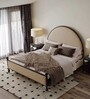Upholstered King Size Bed in Beige Finish