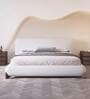 Upholstered King Size Bed in Ivory Finish