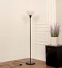 Uplighter Black Polished Floor Lamp for Living Room with Frosted Glass Lampshade
