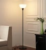 Uplighter Black Polished Floor Lamp for Living Room with Frosted Glass Lampshade