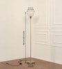 Uplighter Brass Antique Finish Floor Lamp for Living Room with Frosted Glass Lampshade