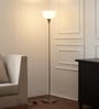 Uplighter Brass Antique Finish Floor Lamp for Living Room with Frosted Glass Lampshade