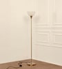 Uplighter Brass Antique Finish Floor Lamp for Living Room with Frosted Glass Lampshade
