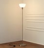 Uplighter Satin Nickel Floor Lamp for Living Room with Frosted Glass Lampshade