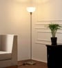 Uplighter Satin Nickel Floor Lamp for Living Room with Frosted Glass Lampshade