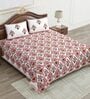 Pink Floral 240 TC Cotton Queen Sized Bed Sheets with 2 Pillow Covers