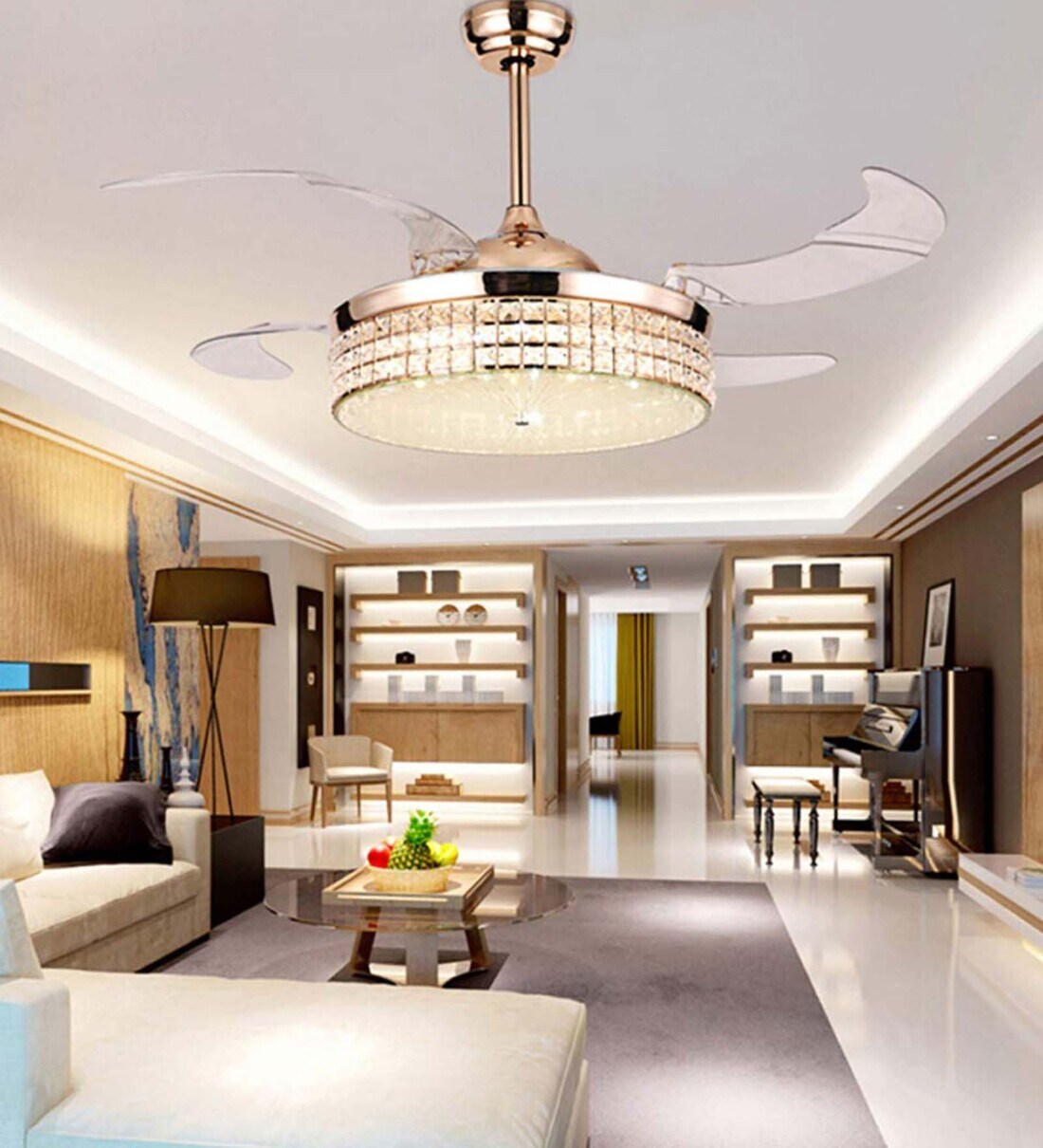 Retractable Ceiling Fan With Light India Shelly Lighting