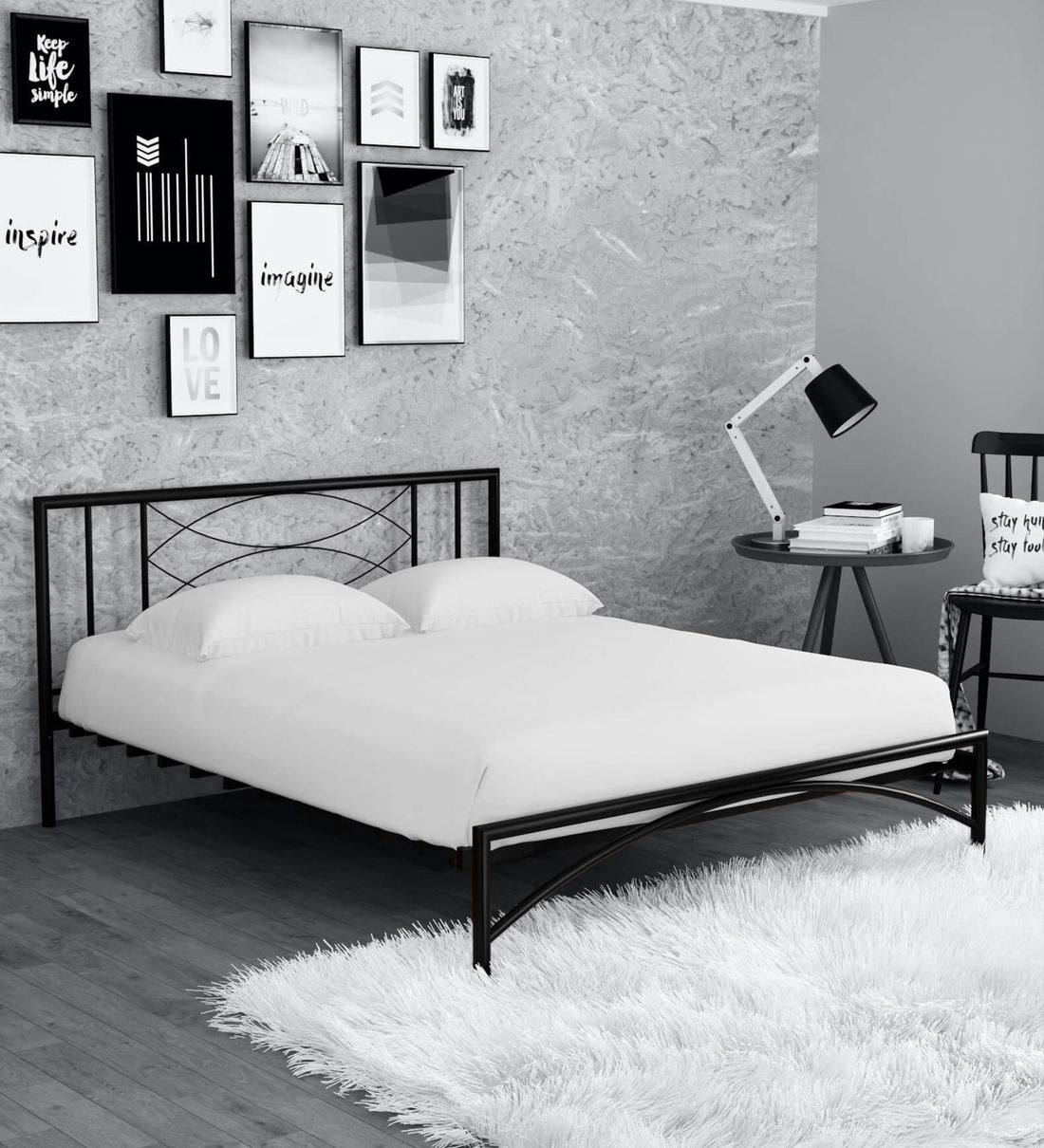 Buy Ursa Queen Size Bed in Black Finish by home Online Contemporary