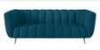 Urban 3 Seater Sofa In Blue Colour With Metal Legs In Golden Finish