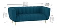 Urban 3 Seater Sofa In Blue Colour With Metal Legs In Golden Finish