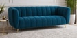 Urban 3 Seater Sofa In Blue Colour With Metal Legs In Golden Finish