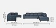 Urel LHS 3 Seater Sectional Sofa in Blue Colour