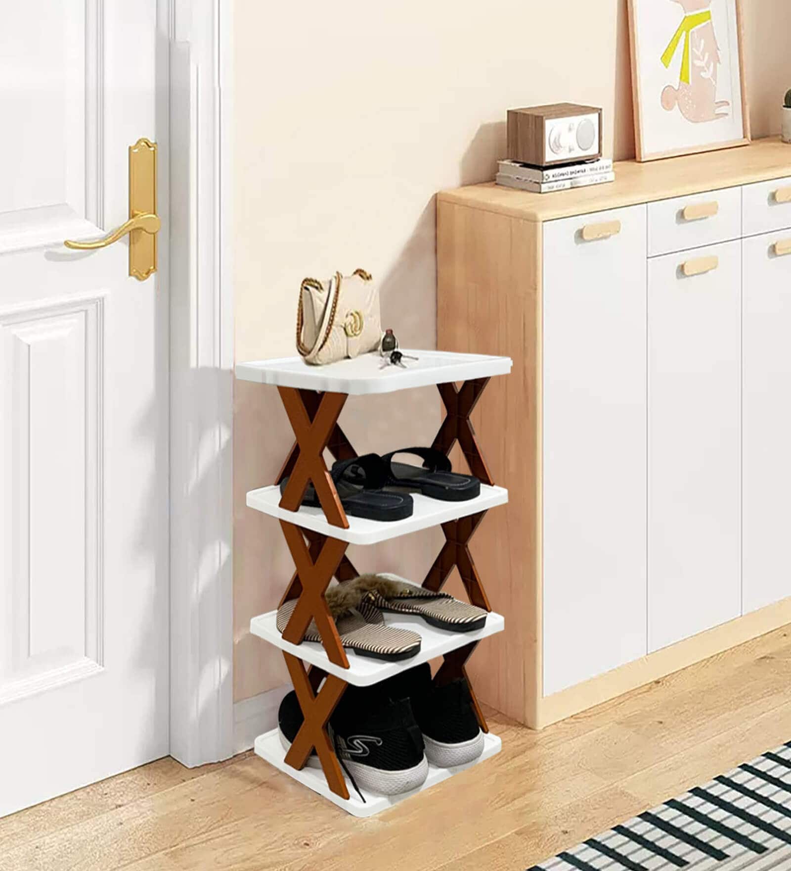 Xendy Plastic  4-Tier Shoe Rack
