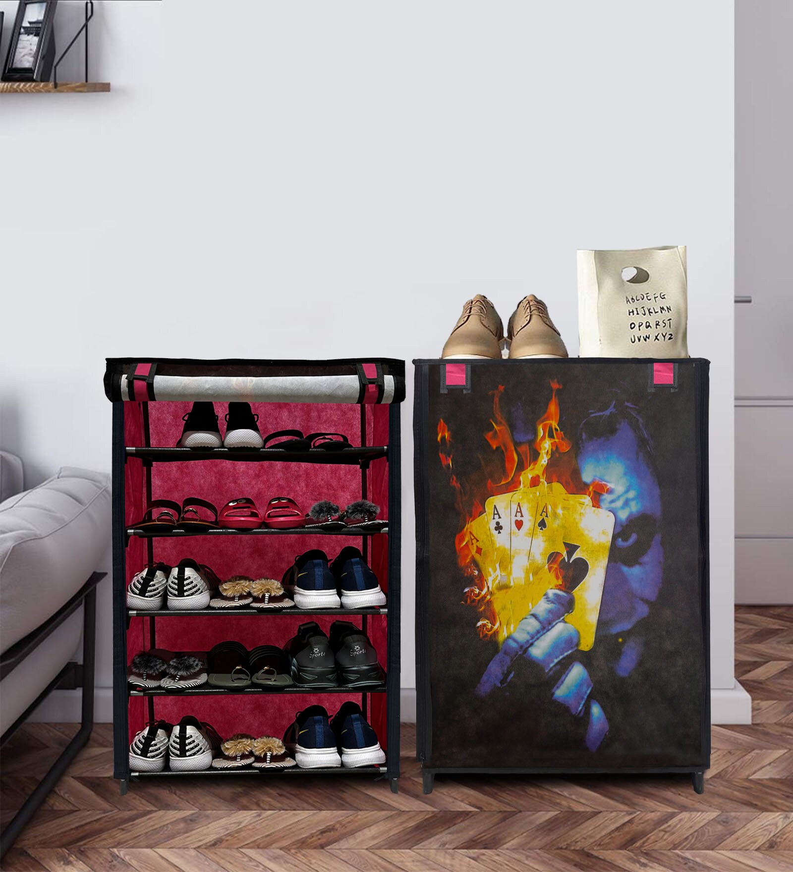 Buy Cult Fabric 5-Sheleves Shoe Rack in Pink Joker Print at 51% OFF by ...