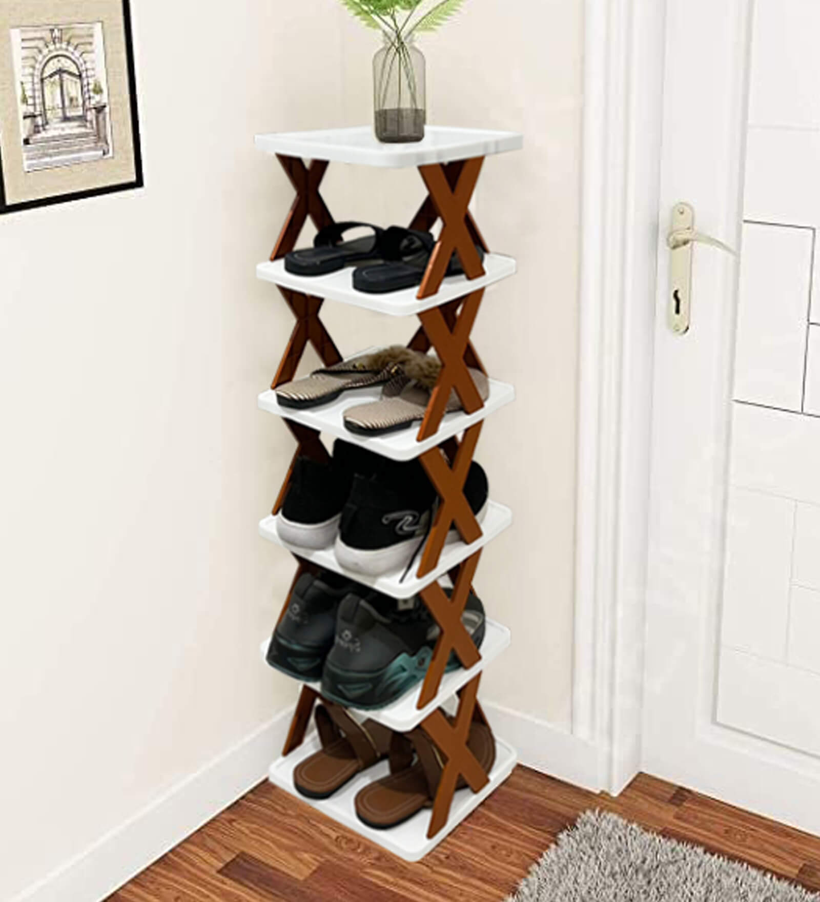 Xendy Plastic  6-Tier Shoe Rack