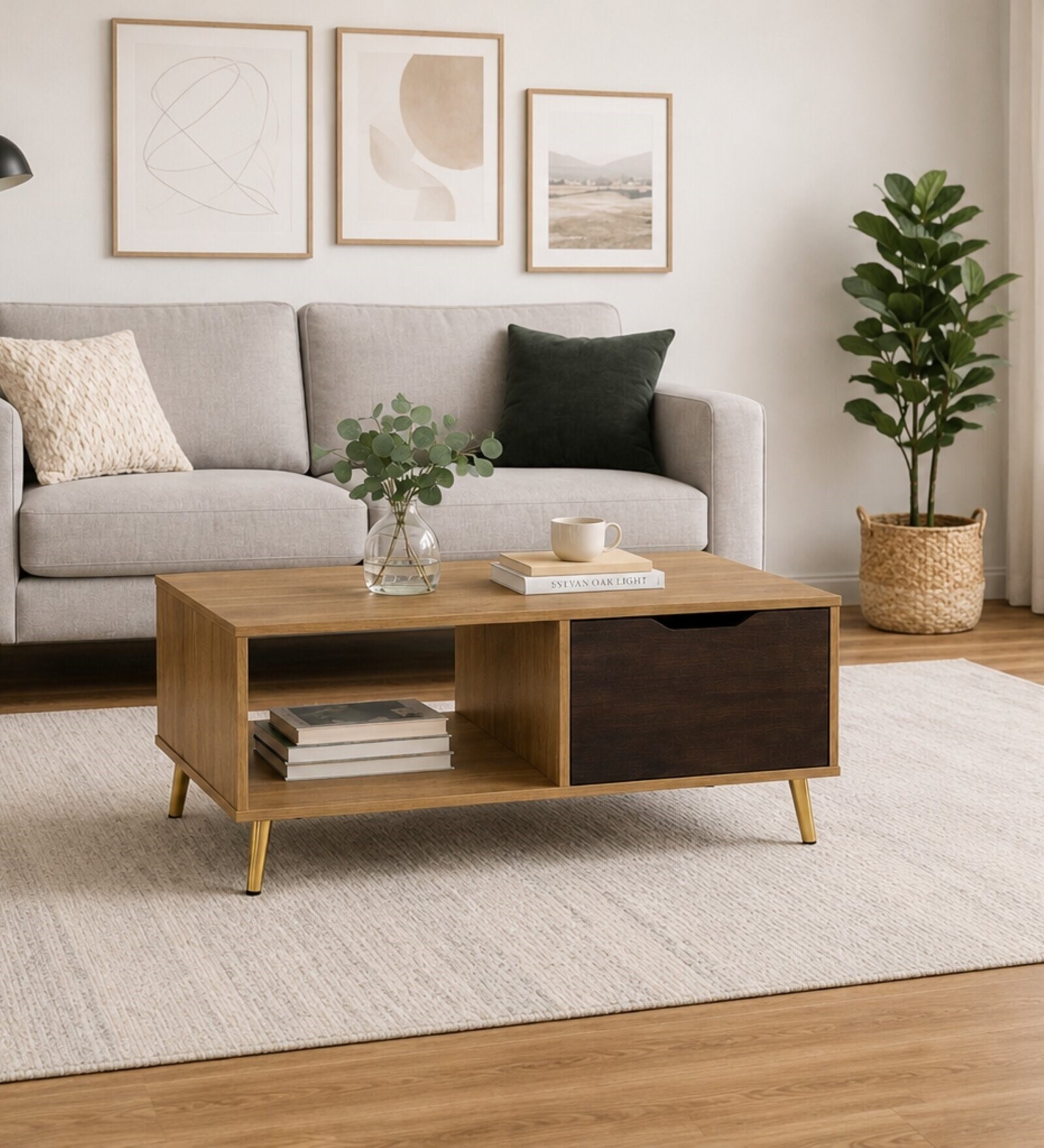 Urban Majesty Premium Centre Table In Sylvan Oak Light Finish